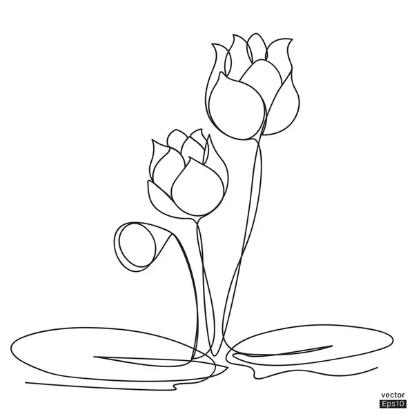 Soyut Lotus Çiçek Hattı Sürekli Minimalist Sanat Bir Çizgi Devamlı — Stok Vektör