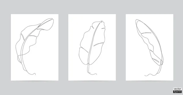 Ligne Feuille Banane Vecteur Dessin Continu Conception Art Dessin Une — Image vectorielle