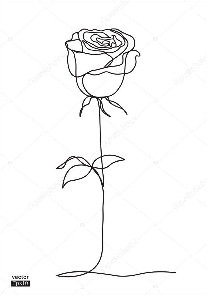 Rose flower icon. Continuous one line drawing. Minimalist art. One line drawing. Continuous line drawing. Vector illustration,vector illustration for for t-shirt, cup,tattoo,decoration and printing.