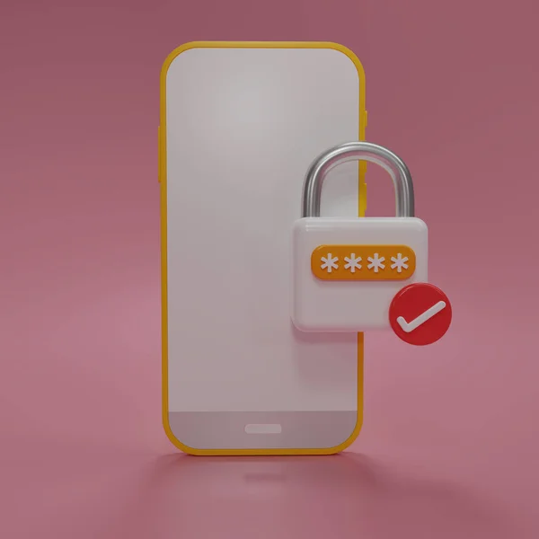 Render Smartphone Locked Access Information Notification Authorization Screen Password Personal — 스톡 사진