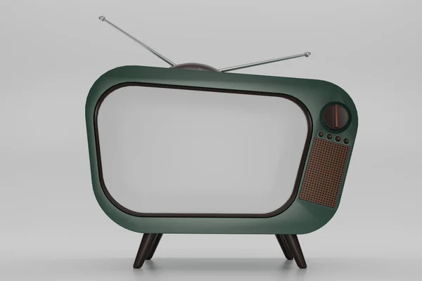 Rendering Grün Vintage Television Cartoon Stil Isolieren Auf Weißem Hintergrund — Stockfoto