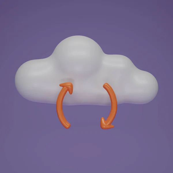 Renderwolke Und Reversible Pfeile Isolation Auf Violettem Hintergrund Cloud Computing — Stockfoto