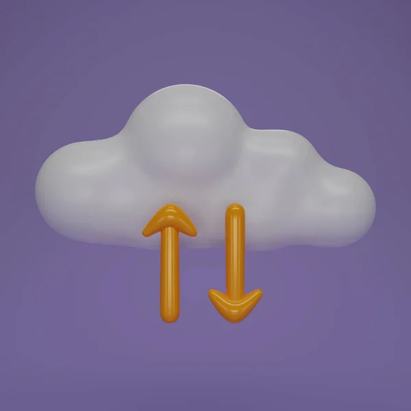 Renderwolke Und Reversible Pfeile Isolation Auf Violettem Hintergrund Cloud Computing — Stockfoto