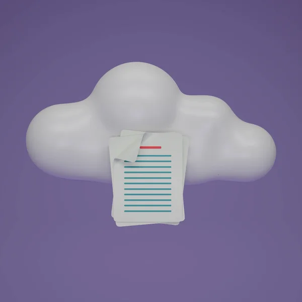 Render Cloud Storage Text Document Icon Isolate Purple Background Document — Foto de Stock