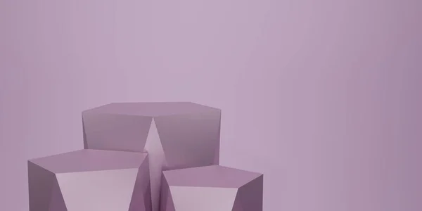 Renderizar Pódio Geométrico Cubo Hexágono Roxo Pódio Quadrado Lavanda Rosa — Fotografia de Stock