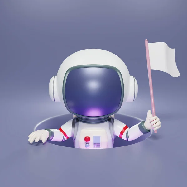 Renderizar Astronauta Astronauta Espacial Emergen Del Agujero Luna Astronauta Personaje —  Fotos de Stock