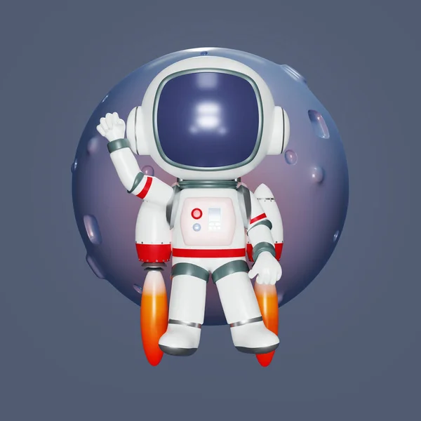 Teszi Űrhajós Űrhajós Lebeg Űrben Fúvókák Rajzfilm Karakter Űrhajós Egy — Stock Fotó