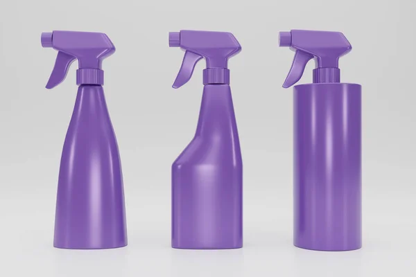 Purple Blank Plastic Spray Bottle Isolated White Background Foggy Bottle — Stock Photo, Image