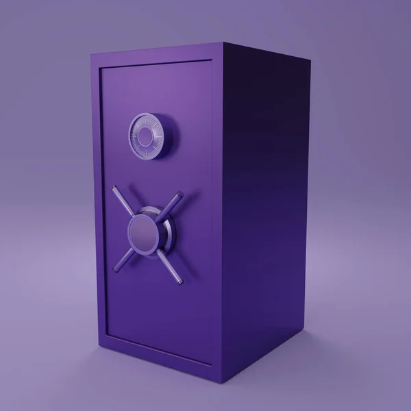 Caja Seguridad Púrpura Oscuro Sobre Fondo Púrpura Claro Caja Fuerte — Foto de Stock