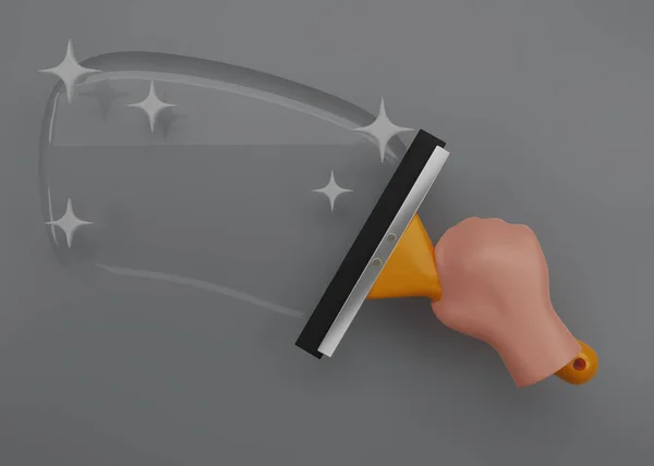 Візуалізація Очищення Вікон Рука Скрипом Склоочисником Вікно Скляний Гумовий Скрип — стокове фото