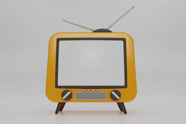 Rendering Gelb Vintage Television Cartoon Stil Isolieren Auf Weißem Hintergrund — Stockfoto