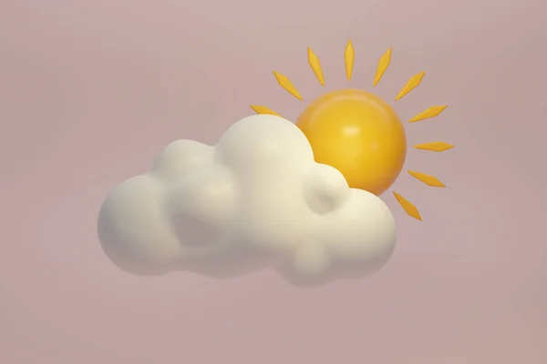 Render Weather Icon Cloud Sun Partly Cloudy Weather Isolated Light — Stockfoto