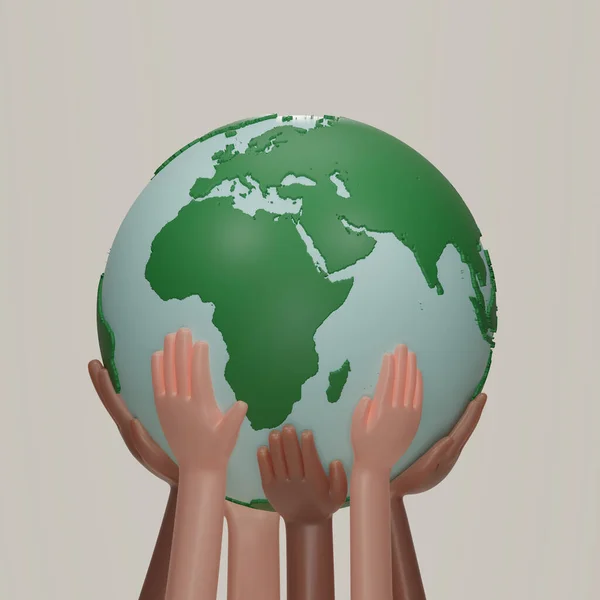 Group Multicultural Human Hands Holding Taking Care Planet Earth Isolated — Stock Photo, Image