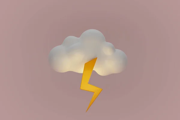 Nube Relámpago Con Relámpago Trueno Nube Tiempo Icono Ilustración Renderizado —  Fotos de Stock