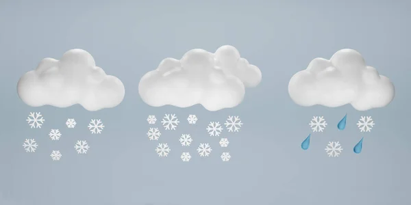 Weather Icons Set Set Rain Cloud Snow Raindrops Icon Raindrops — Stockfoto