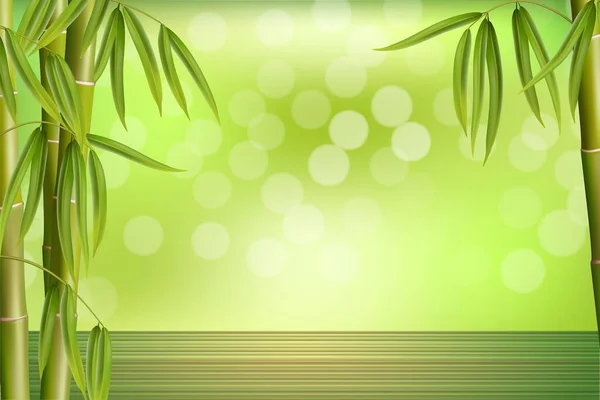 Bosque de bambú verde. Fondo de spa de bambú, papel pintado. asiático oriental belleza spa masaje ad plantilla, vector ilustración — Vector de stock