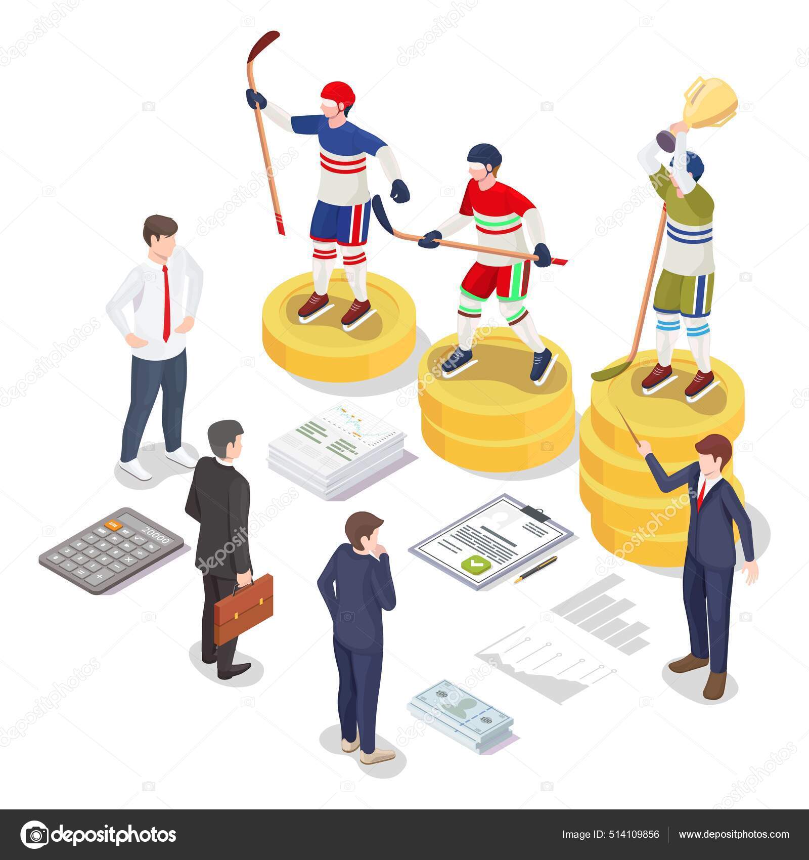 Ice hockey draft process. Sport hockey league teams selecting players