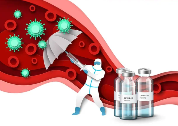 Coronavirus 백신 접종 캠페인 , Covid-19 disease, 안 전하고 효과적 인 백신 , vector illustration. — 스톡 벡터