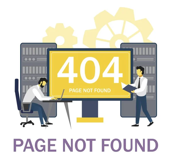 System administrators troubleshooting page error 404, flat vector illustration. Page not found. — 图库矢量图片