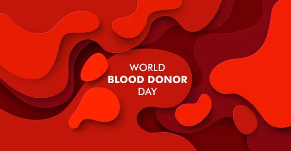 Всемирный день донора крови, векторный постер, шаблон баннера. Красная кровь жидкой формы абстрактный фон. — стоковый вектор