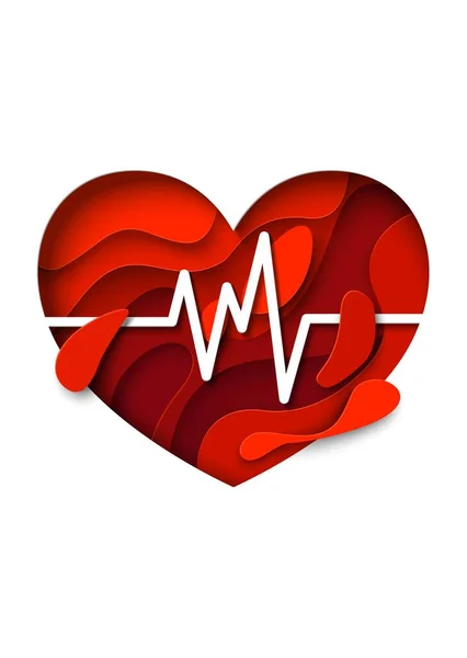 Día Mundial del Corazón, Día de la Concientización de la Salud, póster de papel vectorial, plantilla de banner. — Archivo Imágenes Vectoriales