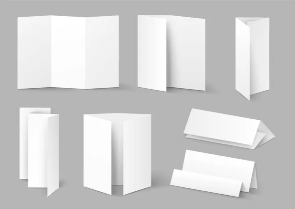 Conjunto de vetor de folha de papel dobrado em branco realista — Vetor de Stock