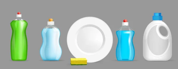 Dish wash liquid soap bottles vector set — Stock Vector