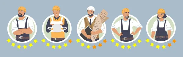 Builder and repairmen rating vector isolated set — Wektor stockowy