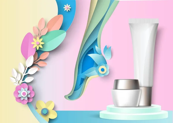 Cosmetics for feet care vector cream for skincare — стоковый вектор