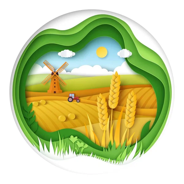 Farm ranch logo paper cut style vector — Vetor de Stock