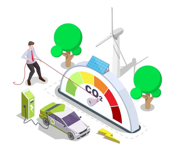 Reduce carbon dioxide emission CO2 level vector — Vector de stock