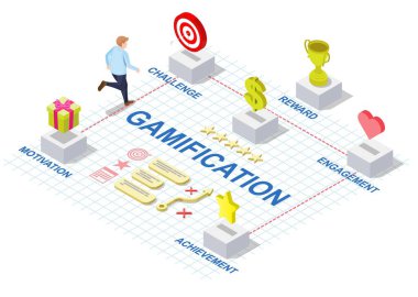Gamification idea 3d vektör bilgisi grafiği