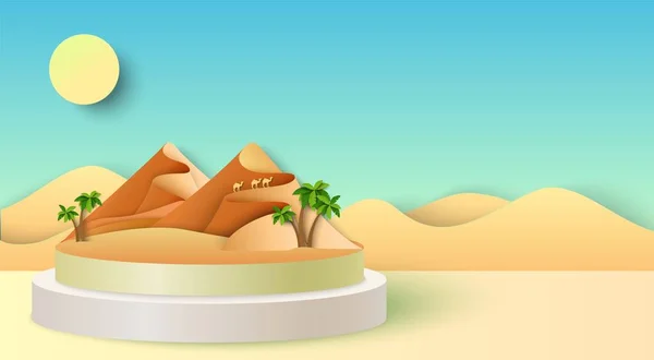 Пустеля пісок подорожі фоновий папір 3d плакат — стоковий вектор