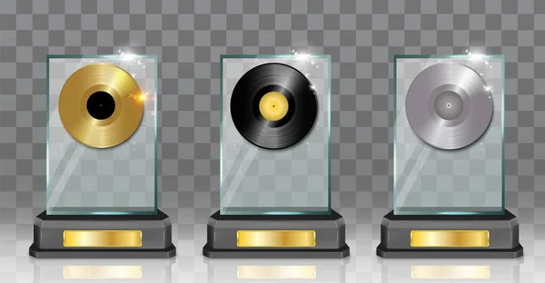 Nagroda za płytę muzyczną Zestaw wektorów mockup 3D — Wektor stockowy