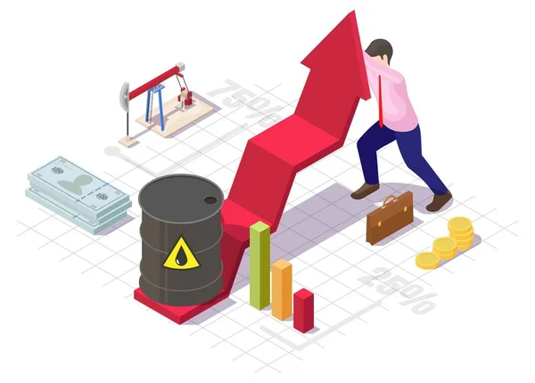 Wzrost cen ropy naftowej wektor sceny z biznesmenem — Wektor stockowy