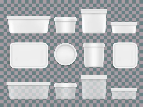 Plastic container package vector mockup 3d set — Stockový vektor