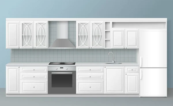 Conception de cuisine vecteur intérieur cuisine salle projet — Image vectorielle