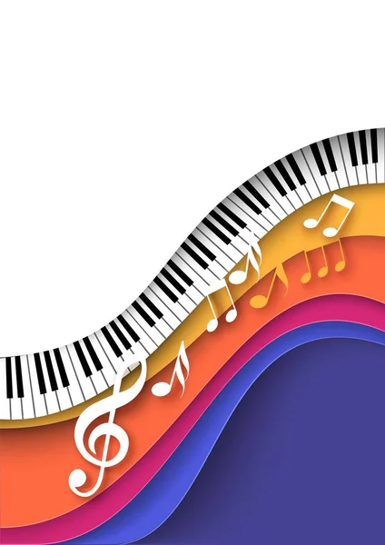 Piano keyboard and note music abstract background — Vector de stock