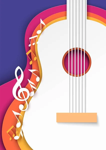 Music background with guitar and notes design — Vector de stock