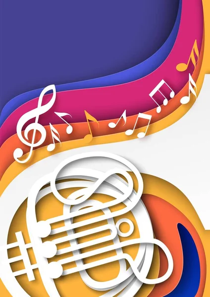 Music abstract background in paper cut style — Vector de stock