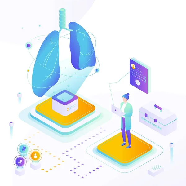 Lung organ donor test for transplantation vector - Stok Vektor