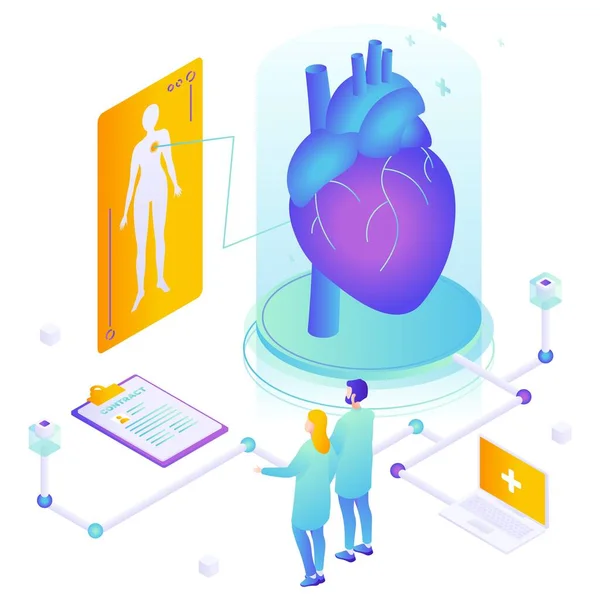 Banner web de donación y trasplante de órganos cardíacos — Archivo Imágenes Vectoriales