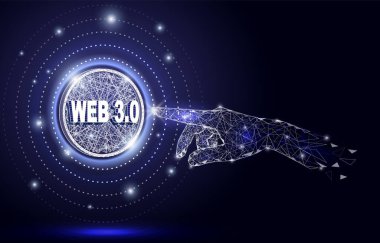 İnsan eli web 3.0 soyut vektörüne erişiyor