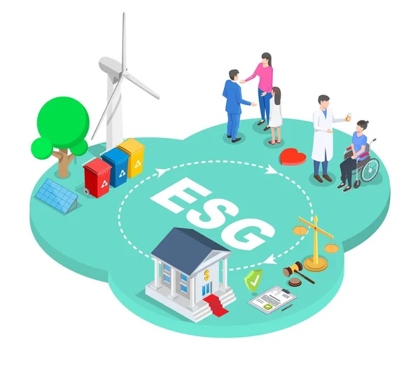 Gestión Esg Concepto Ambiental Social Gobernanza Desarrollo Sostenible Moderno Vida — Vector de stock