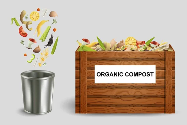 Organic Compost Vector Illustration Bio Waste Decomposition Fertilizer Food Garbage — Wektor stockowy