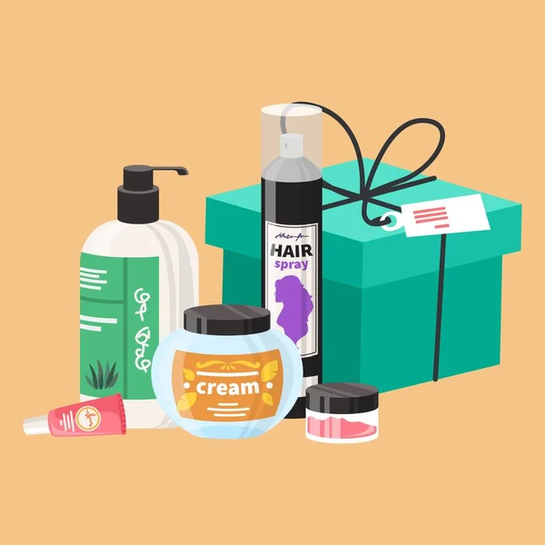 Cosmetic Products Hair Skin Care Vector Design Skincare Bottle Jar —  Vetores de Stock