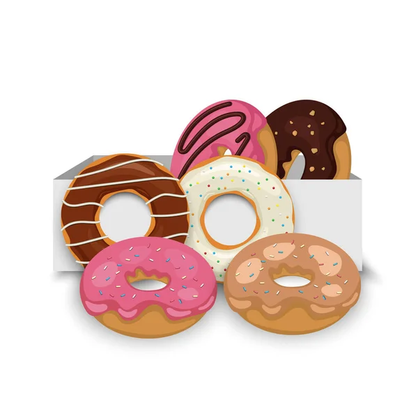 Set Von Bunten Leckeren Donuts Vektorillustration — Stockvektor