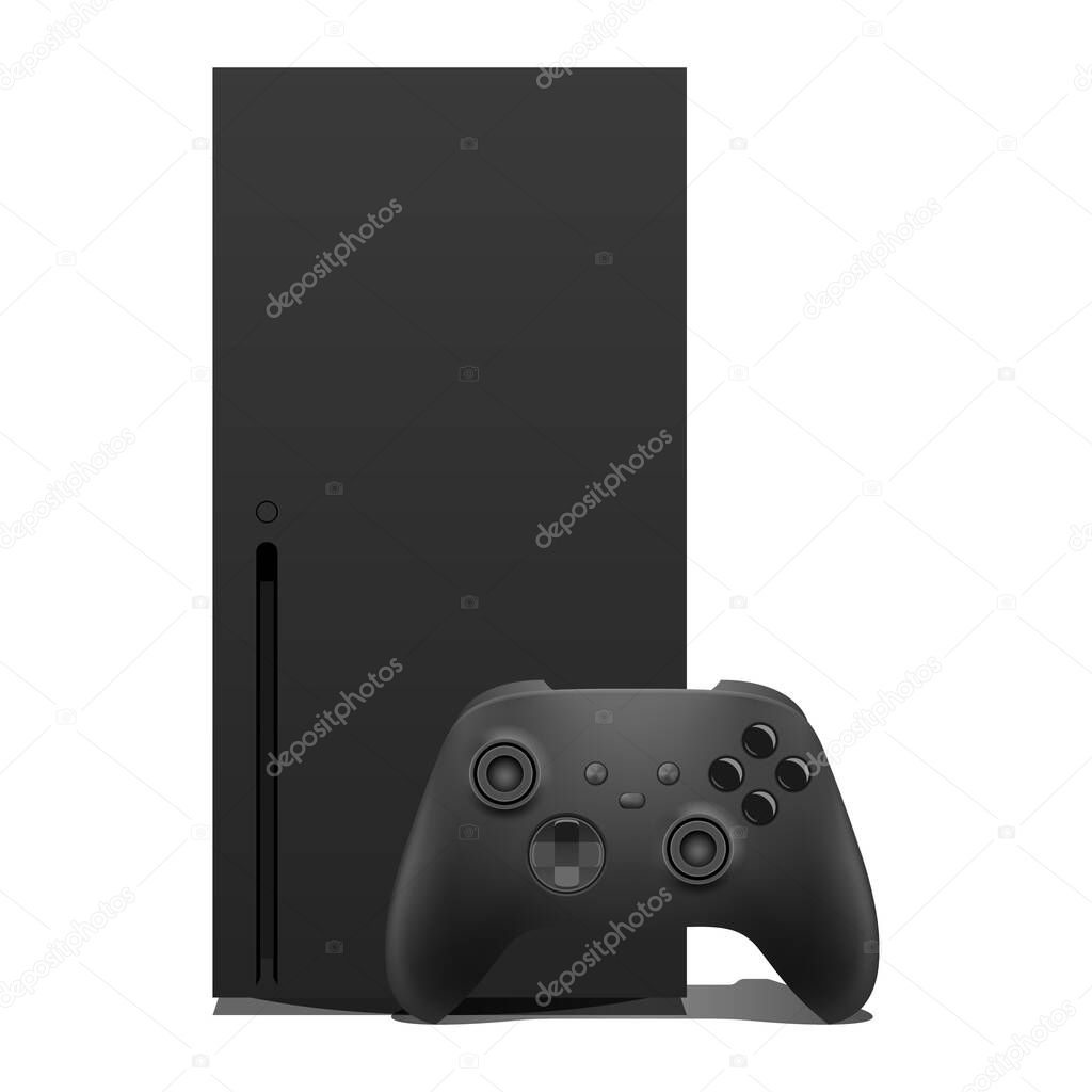 Game Console with Joystick isolated on whte background, vector illustration