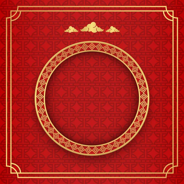 Chińskie Tło Dekoracyjne Klasyczne Świąteczne Czerwone Tło Złota Ramka Wektor — Wektor stockowy