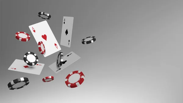 Casino Background Poker Cards Playing Chips Vector Illustration — Stockvector